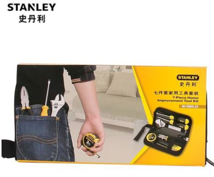STANLEY/史丹利90-596N-23工具包五金工具套裝卷尺扳手7件套裝