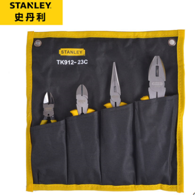 STANLEY/史丹利TK912-23C鋼絲鉗尖嘴鉗斜嘴鉗水口鉗 4件鉗子套裝